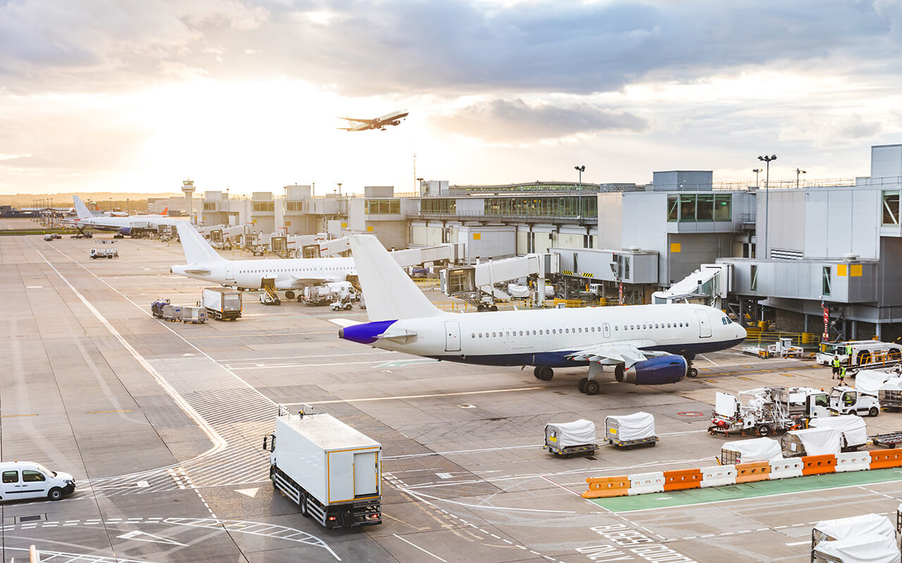 Airplanes at an airport