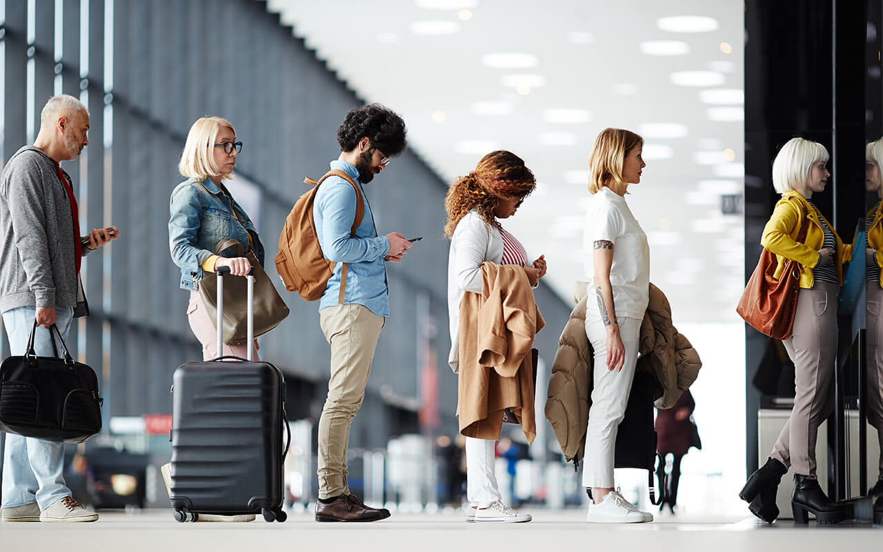 Security line at a major airport