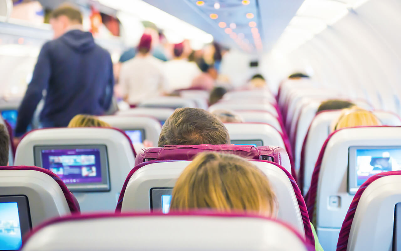 Passengers on an airplane