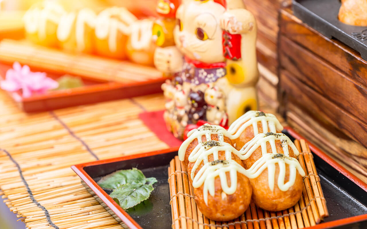 Takoyaki Japanese snack food popular street food in Osaka Dotonbori