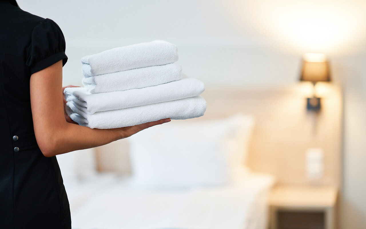 Towels in hotel room