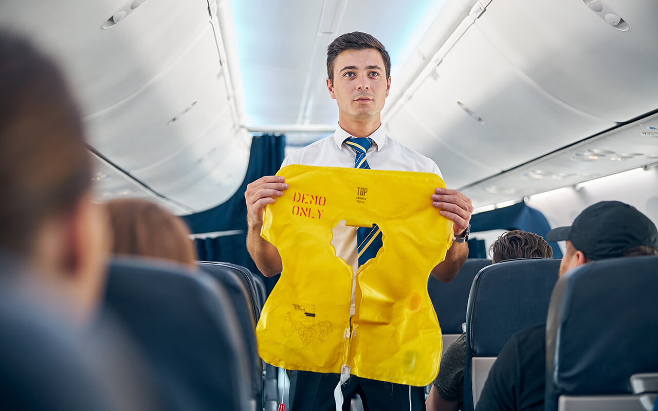 Airplane safety demonstration 