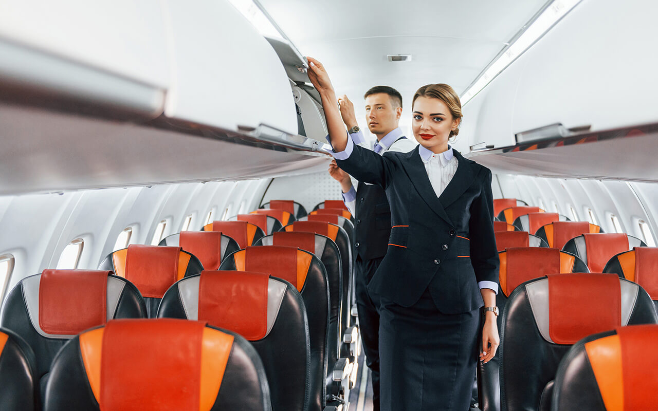 Flight attendants on board