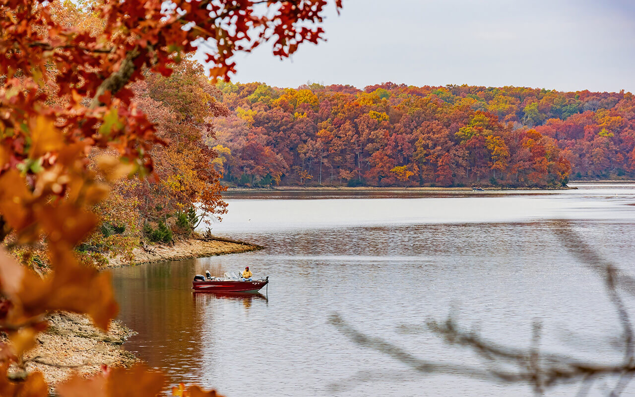 Old man fishing in Lake of the Ozarks state Park