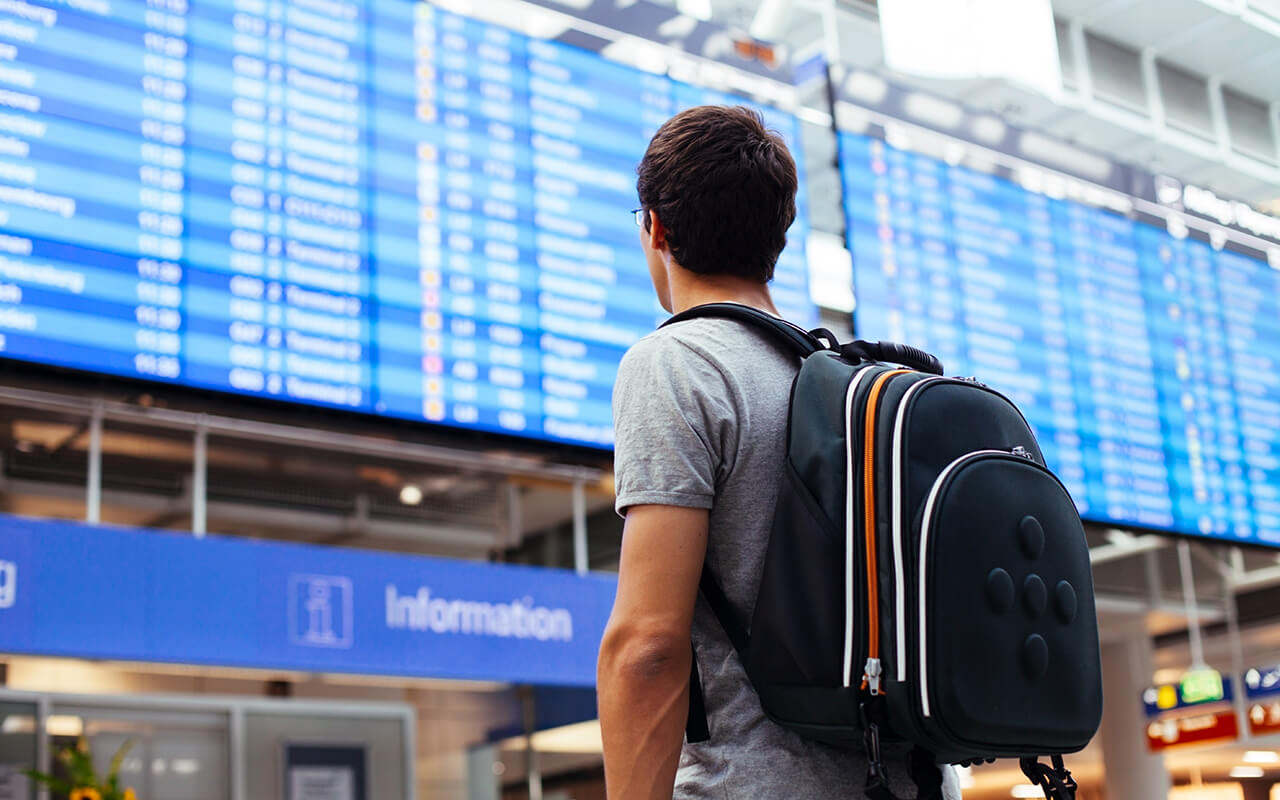 Departures board at an airport 