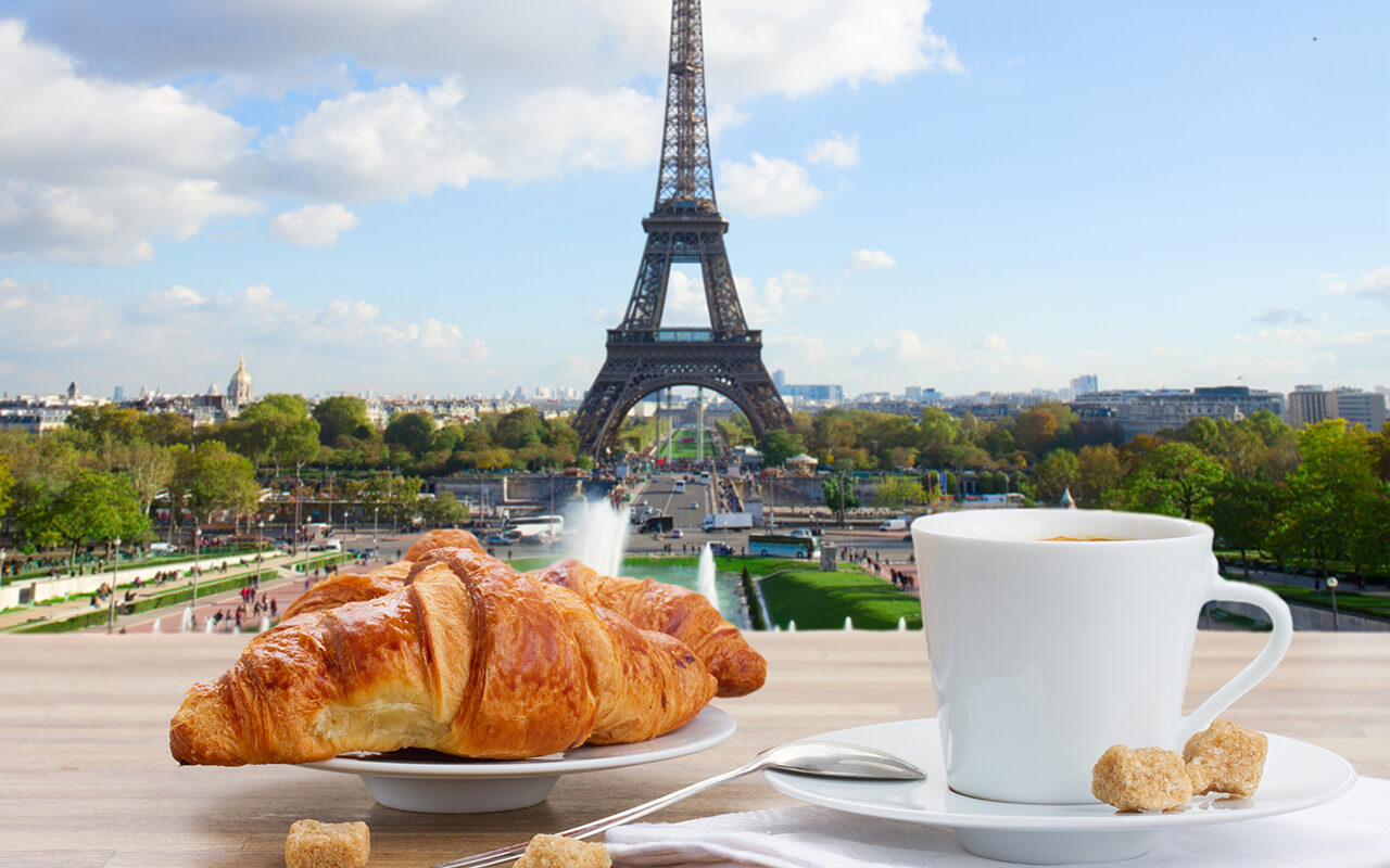 Croissant and cappuccino in Paris, France