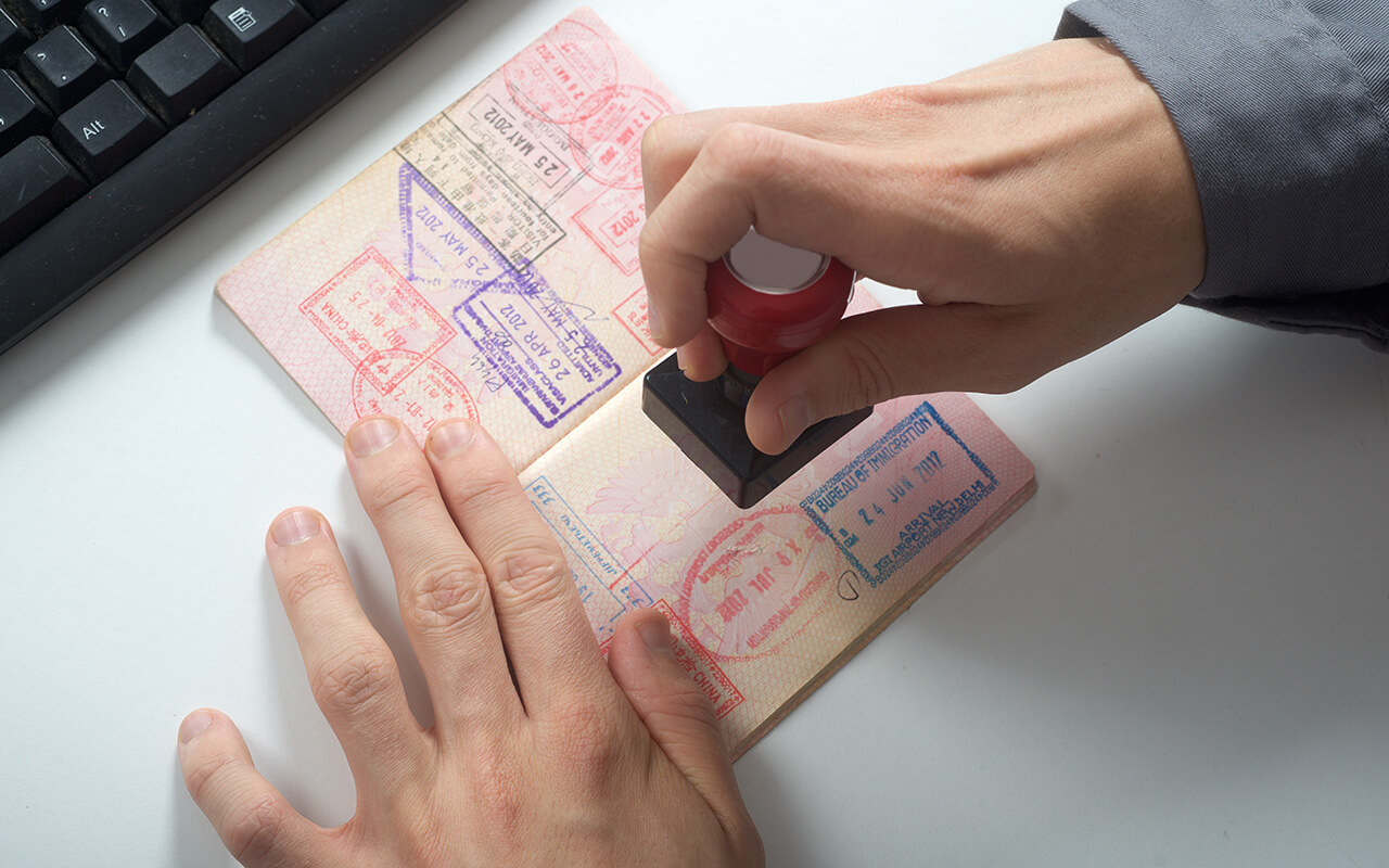 Passport being stamped