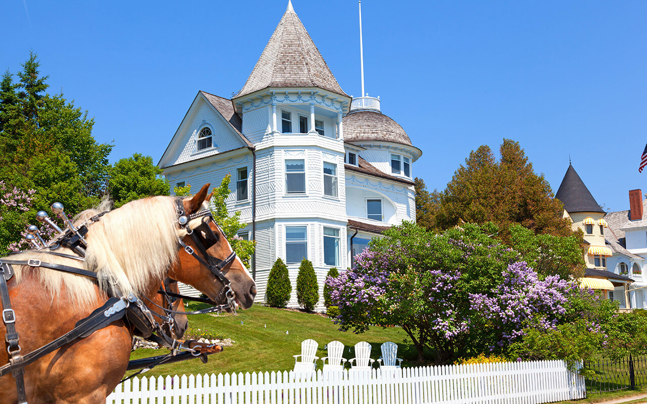 Wedding Cake Cottage on West Bluff Road - Mackinac Island Michigan