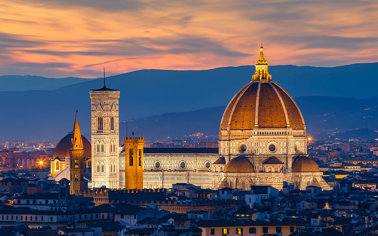 Twilight at Duomo Florence in Florence, Italy