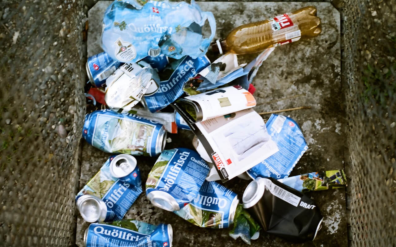 Cans in the trash