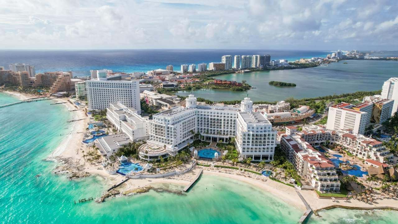 aerial view of Cancun, Mexico