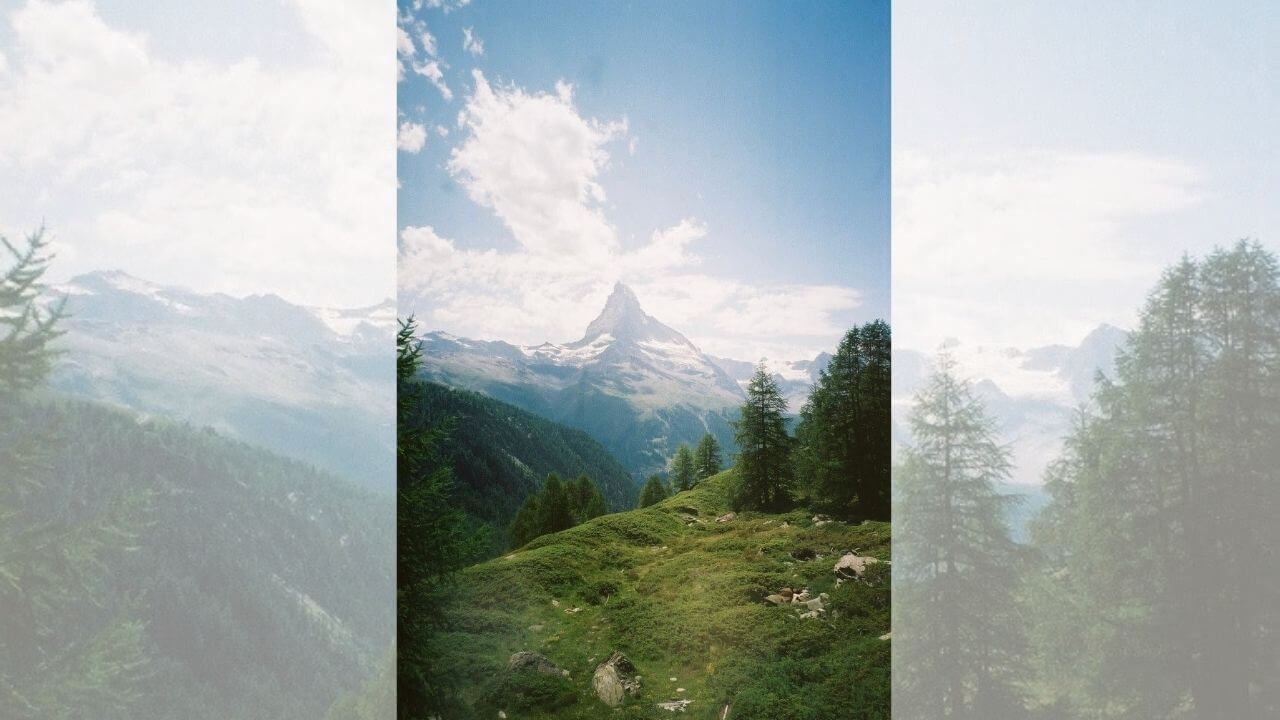 a view of the matterhorn from the top of a mountain