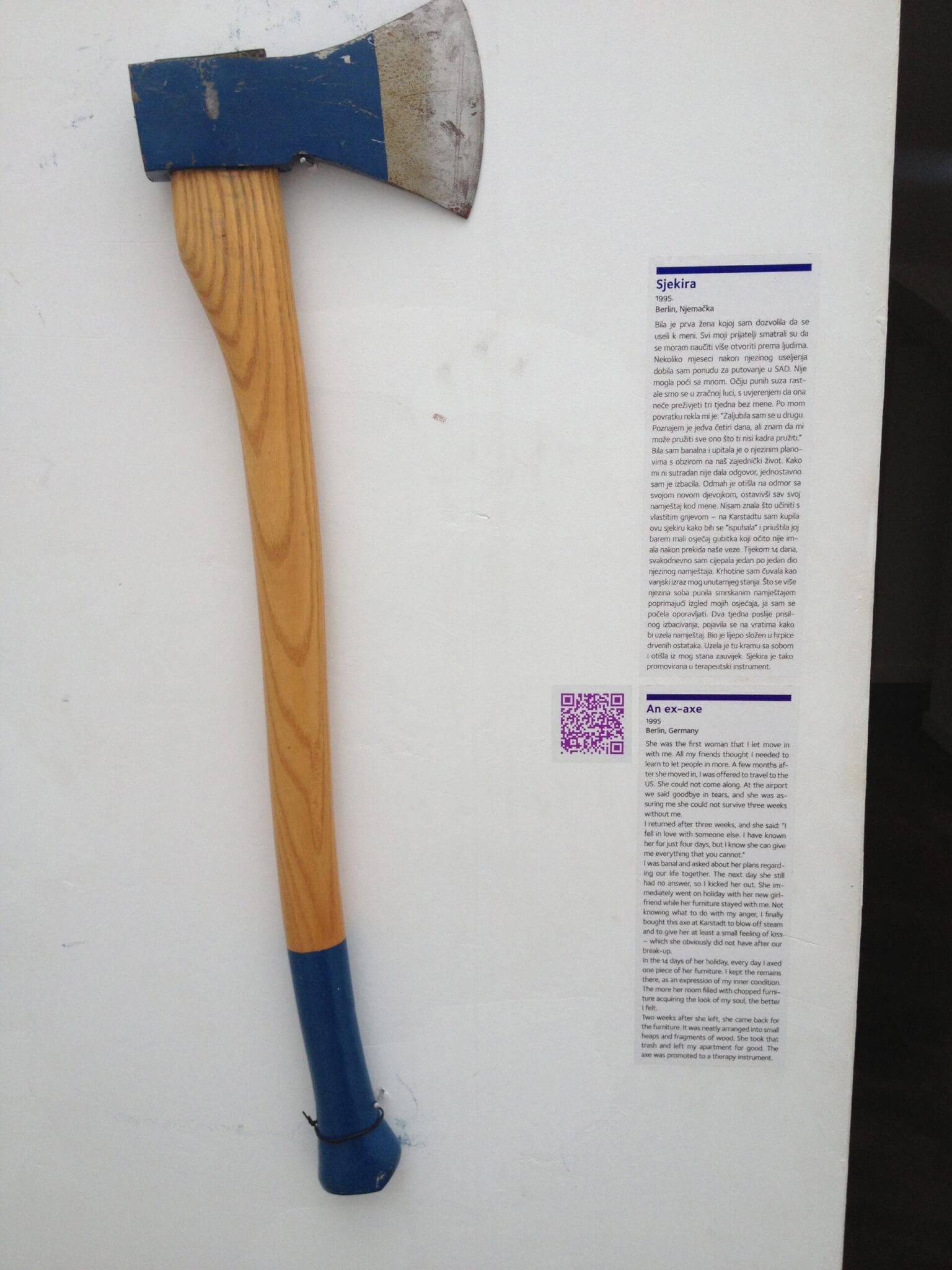 an ax from the museum of broken relationships