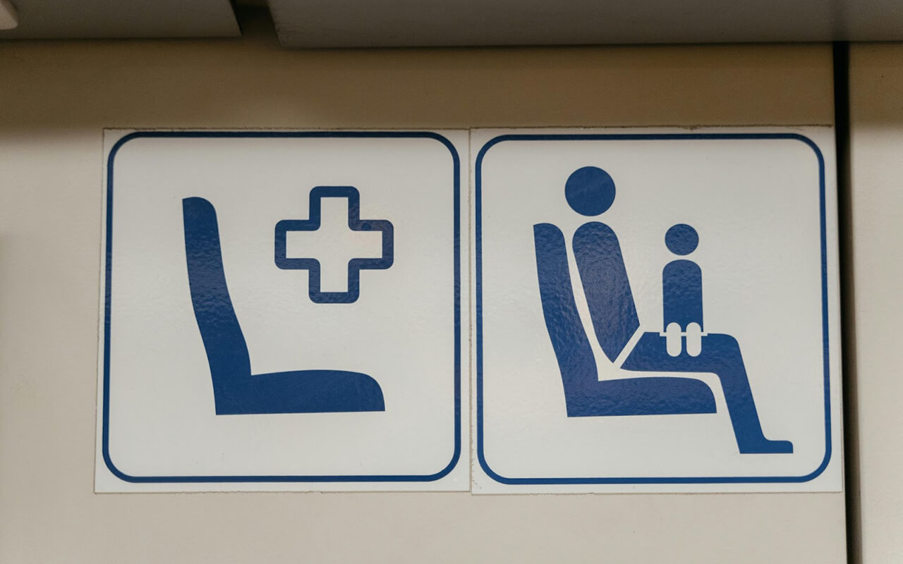 Safety diagrams on an airplane 