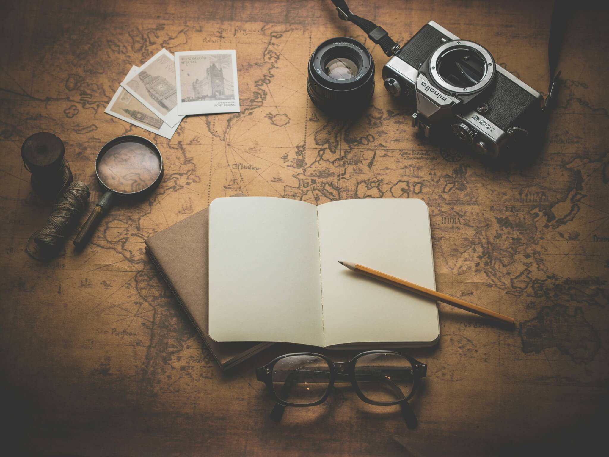 map and notebook