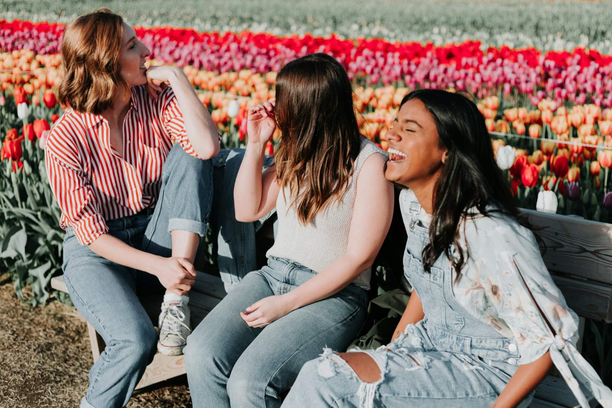 three girls laughing