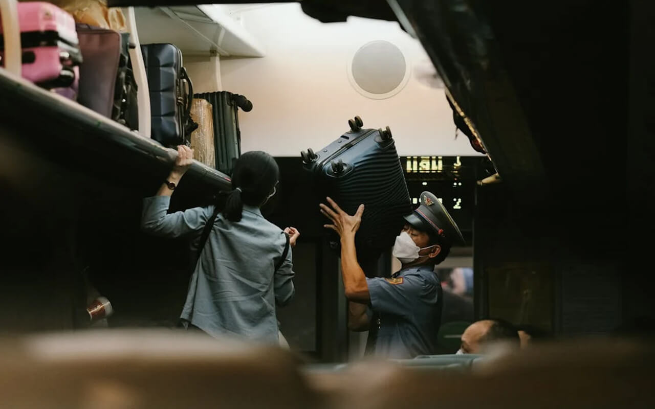 Loading luggage onto a train