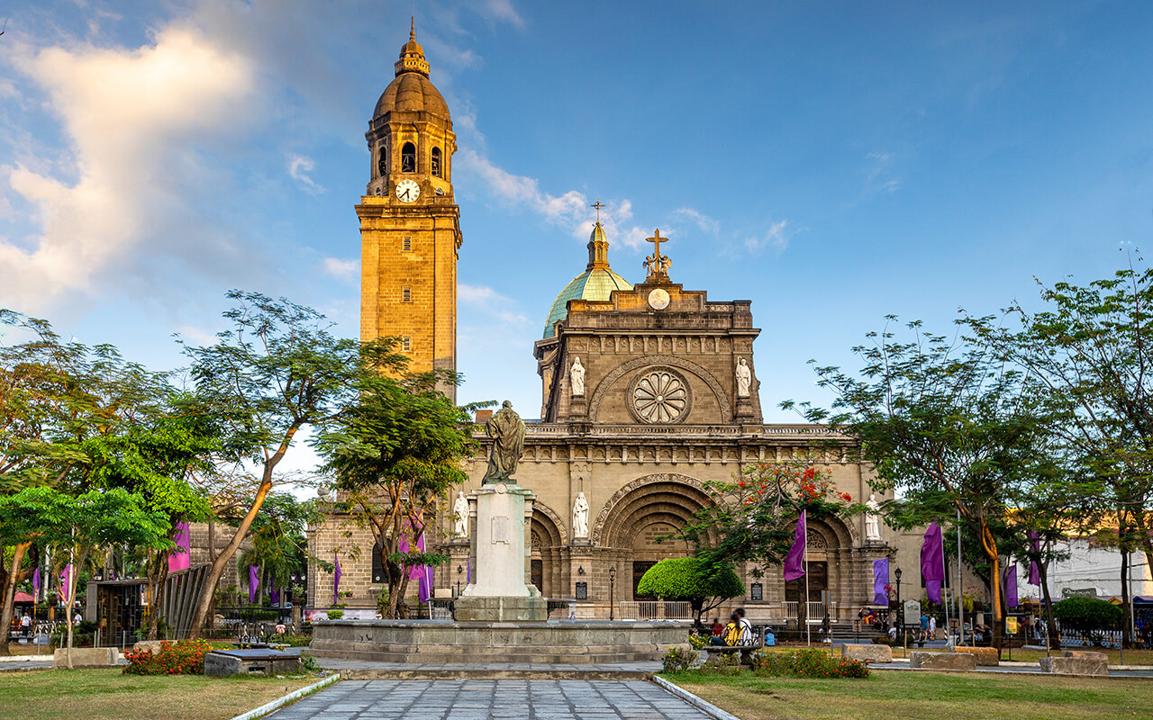 Facade of Manila Cathedral, Manila, Philippines