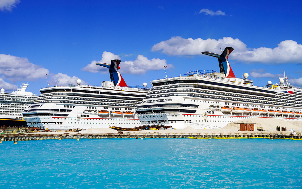 Miami, FL, USA 12 12 2022 View of the Carnival Cruise ships in the port of Miami