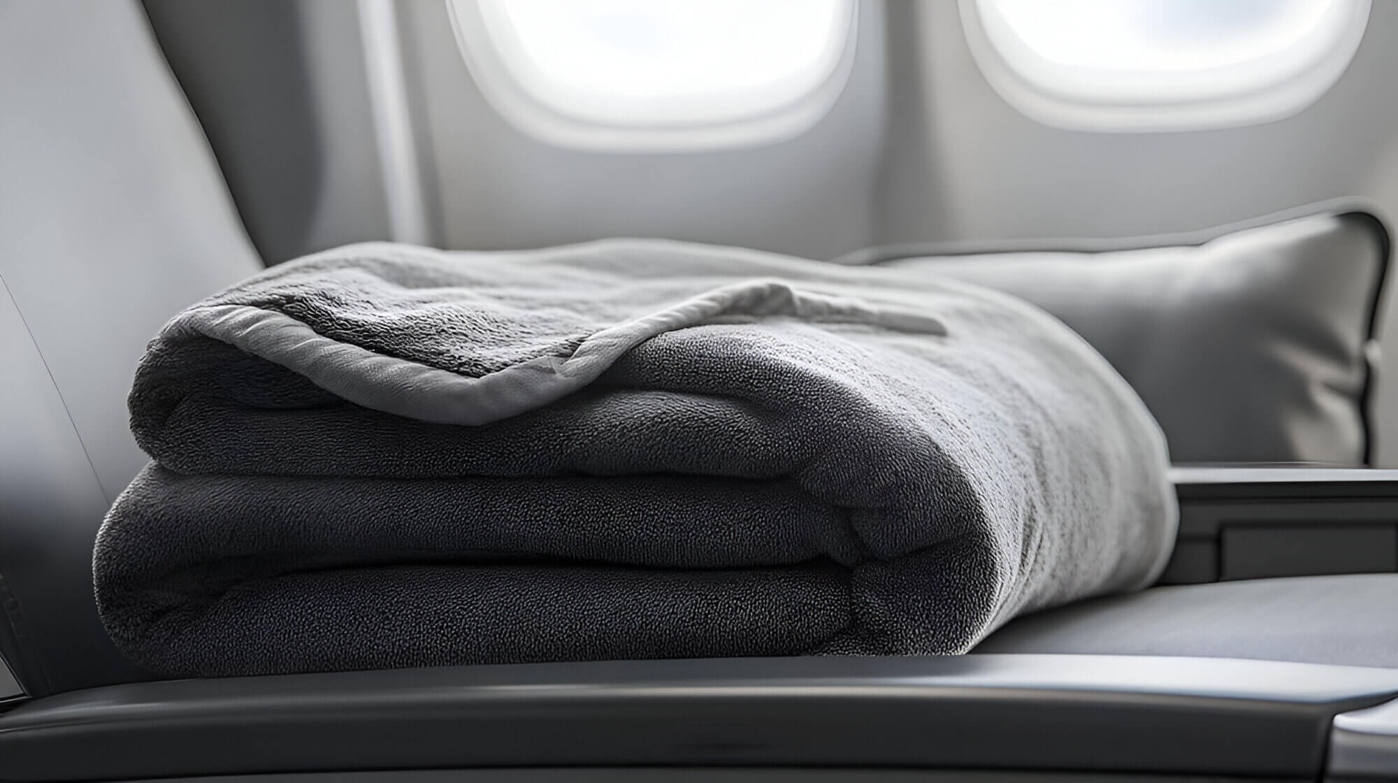 Towel on seat on an airplane