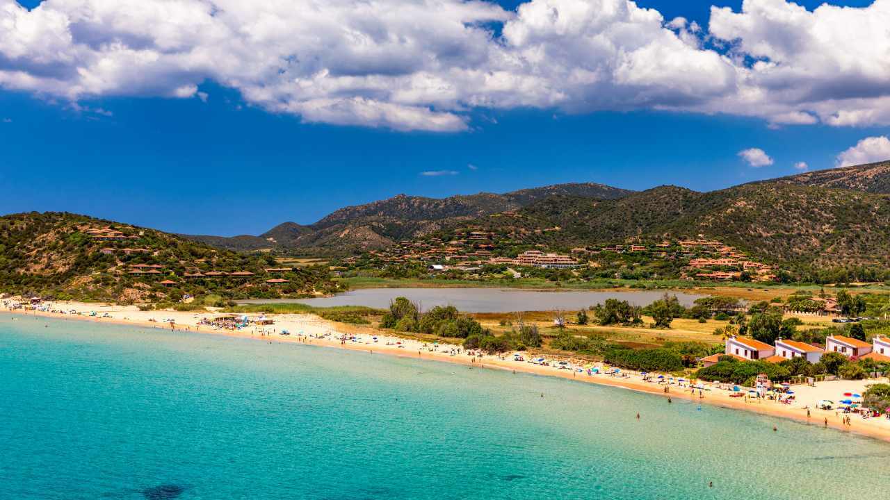 an aerial view of the beach in crete, greece