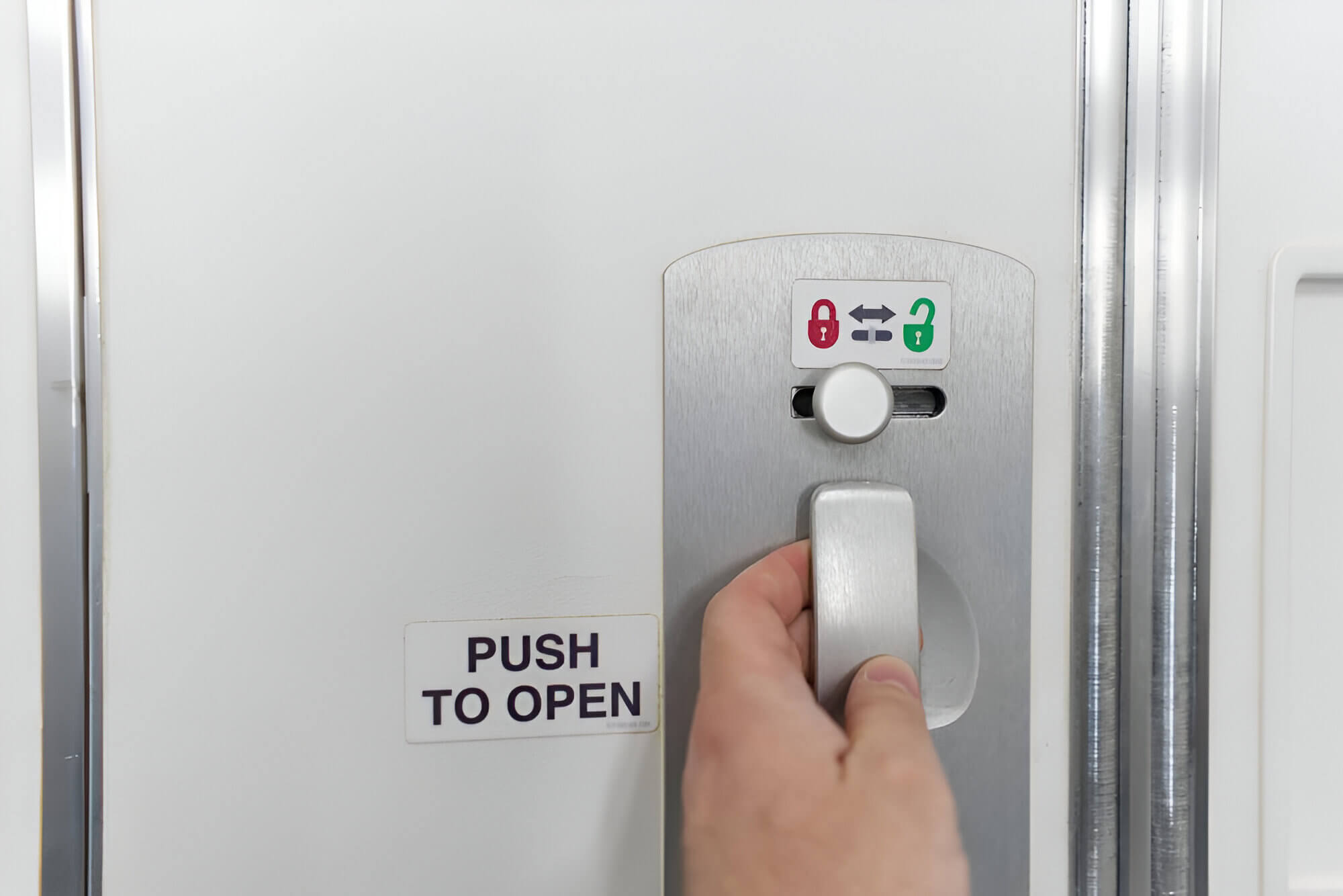 Airplane bathroom door