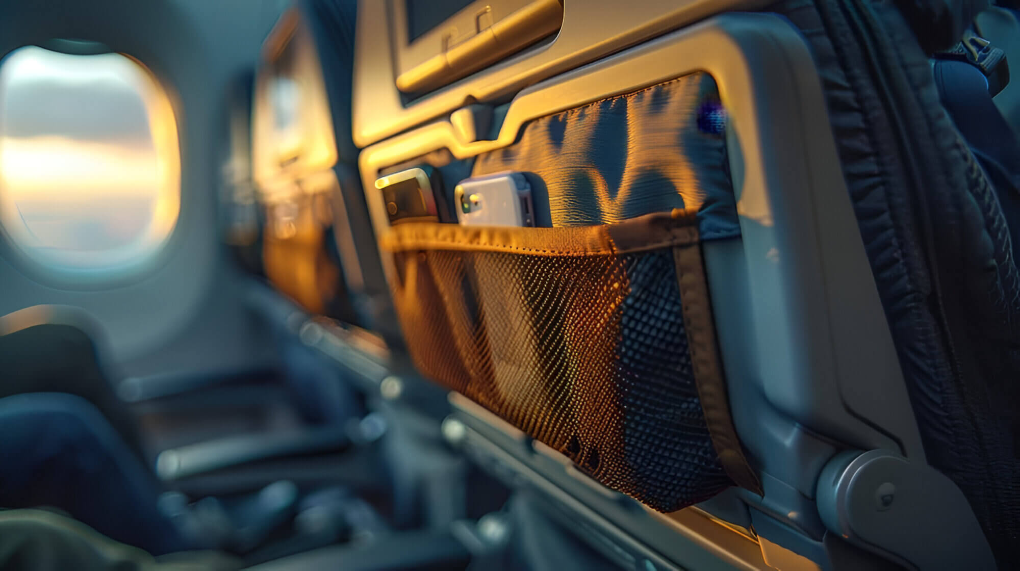 Seat-back pocket on an airplane