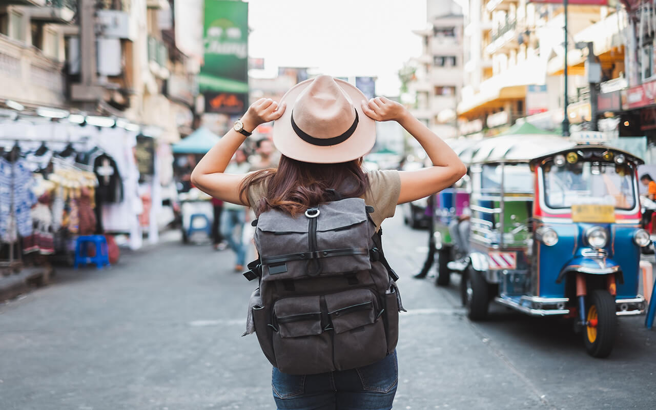 Tourist exploring a city