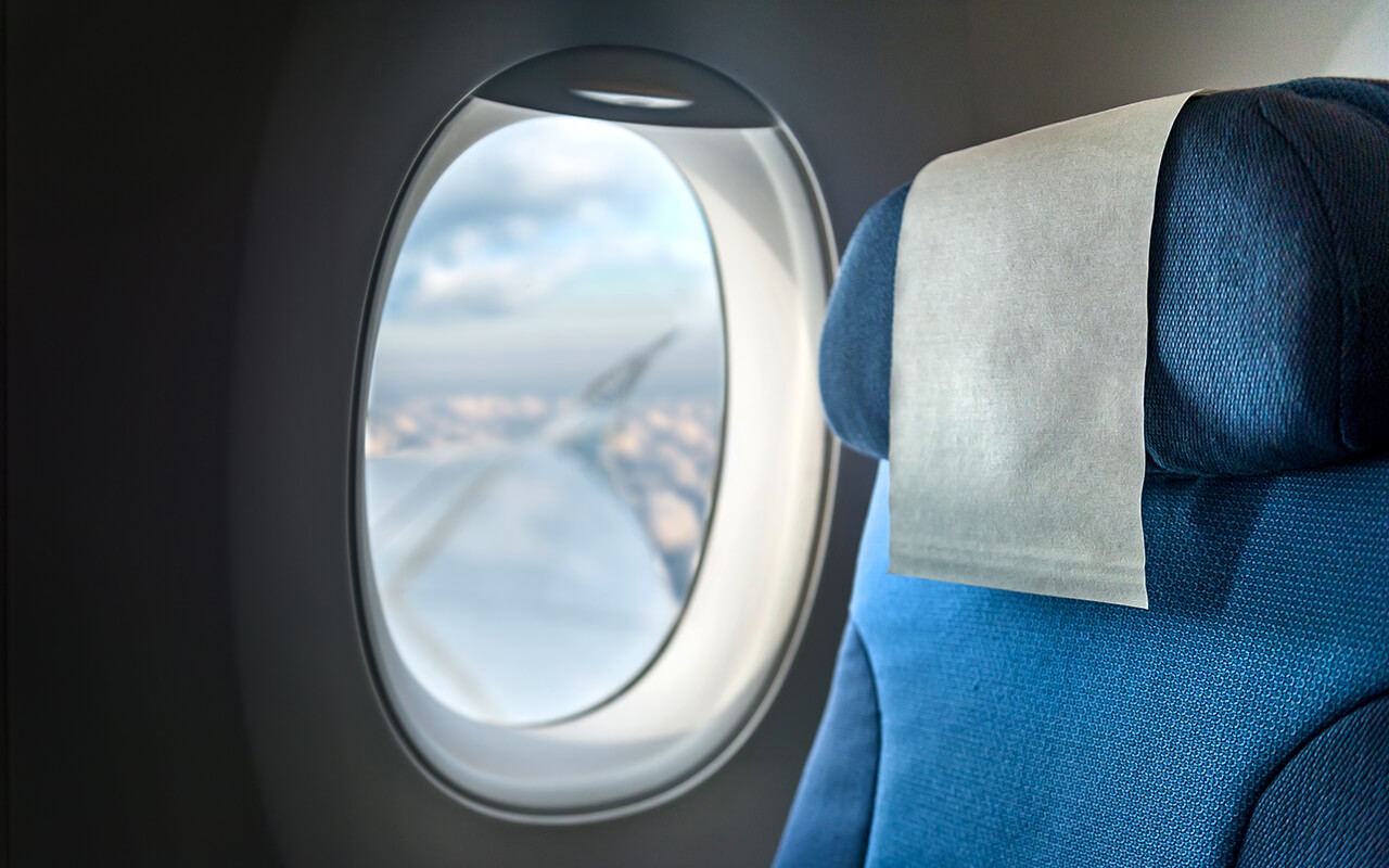 Window seat on an airplane