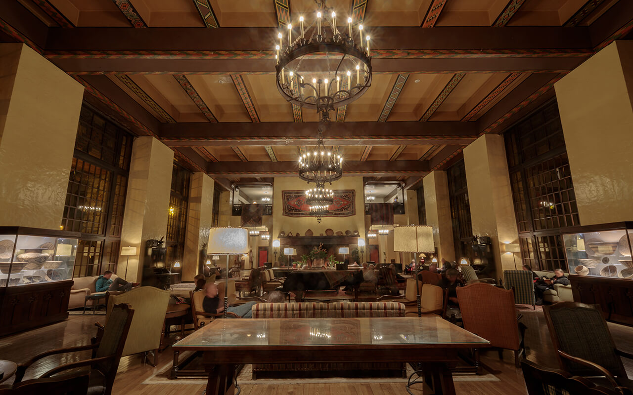 Yosemite National park, California - November 23, 2019: The Grand Lounge at the Hotel Ahwahnee.