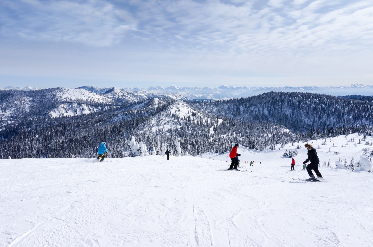 Skiing at Whitefish, Montana, overlooking Glacier National Park
