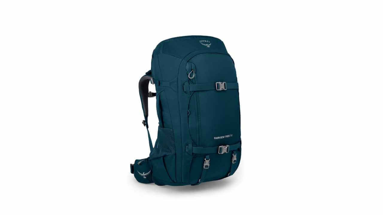 the ospree backpack is blue and has two compartments