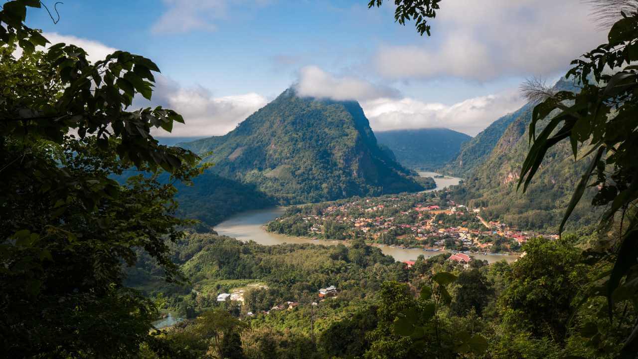 the view from the top of a mountain overlooking a valley