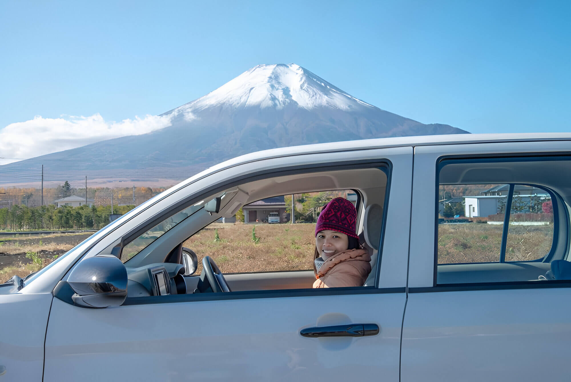 Woman driving around Japan