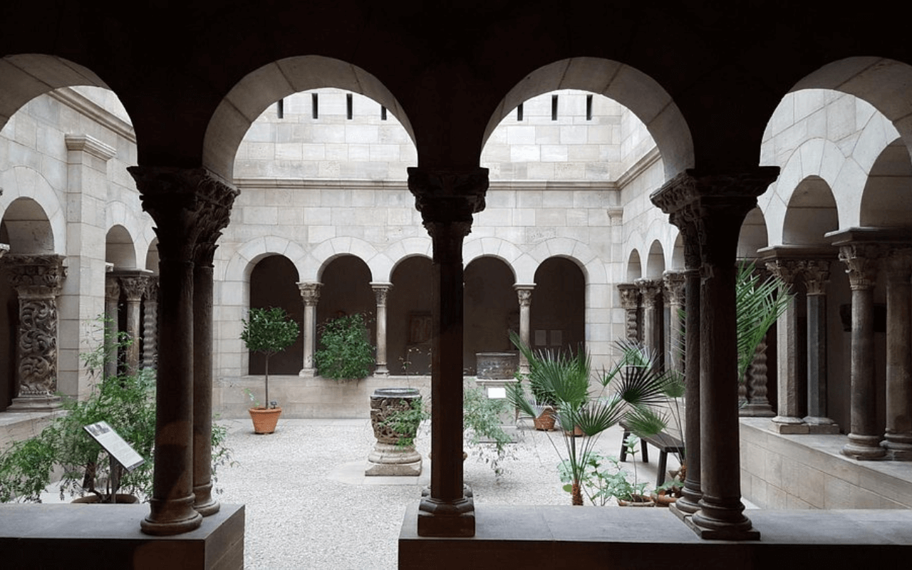 view of the met cloister garden