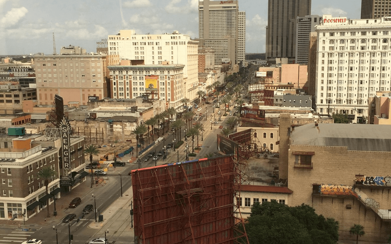 aerial view of streets in new orleans