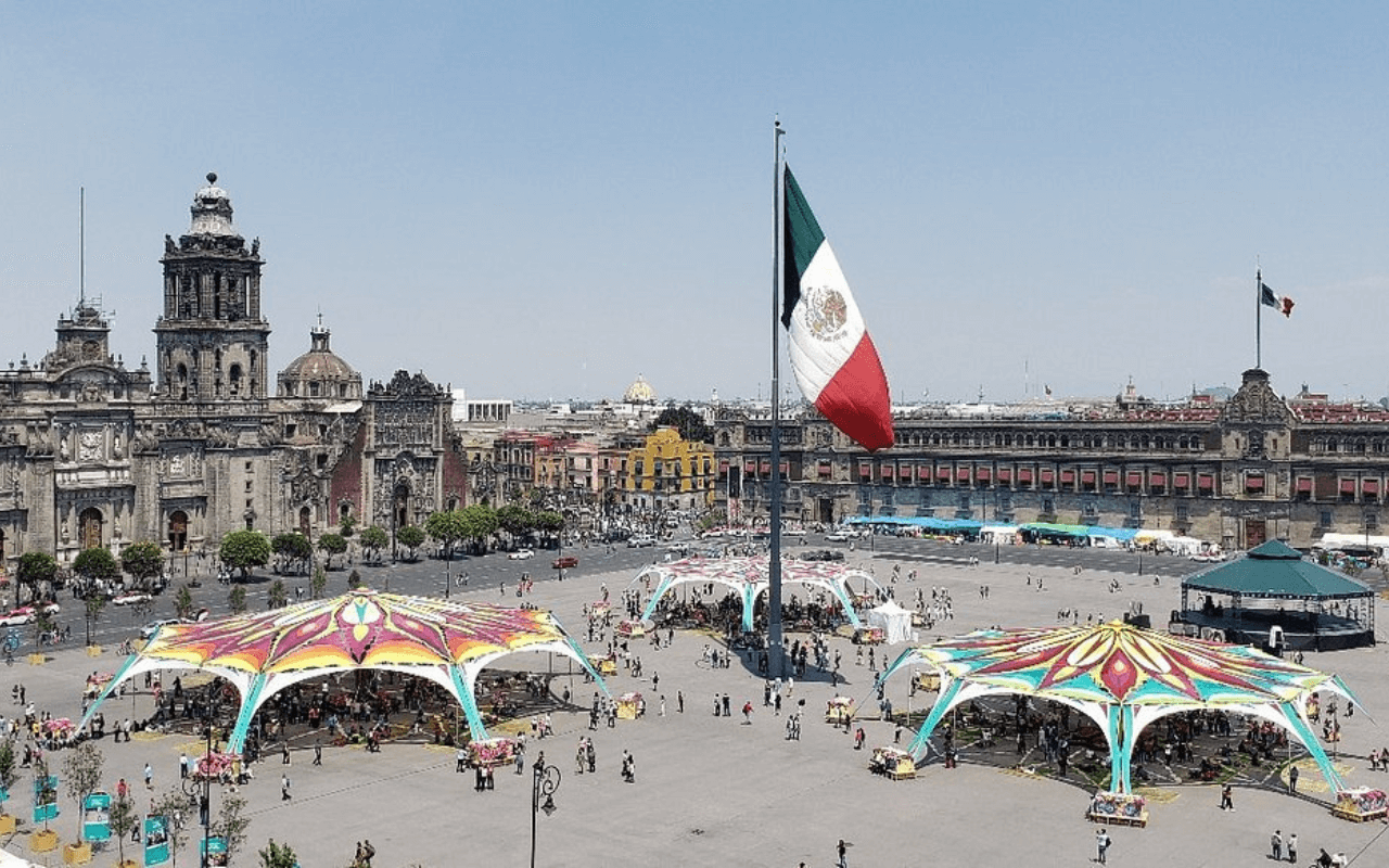 flags and tents up in mexico