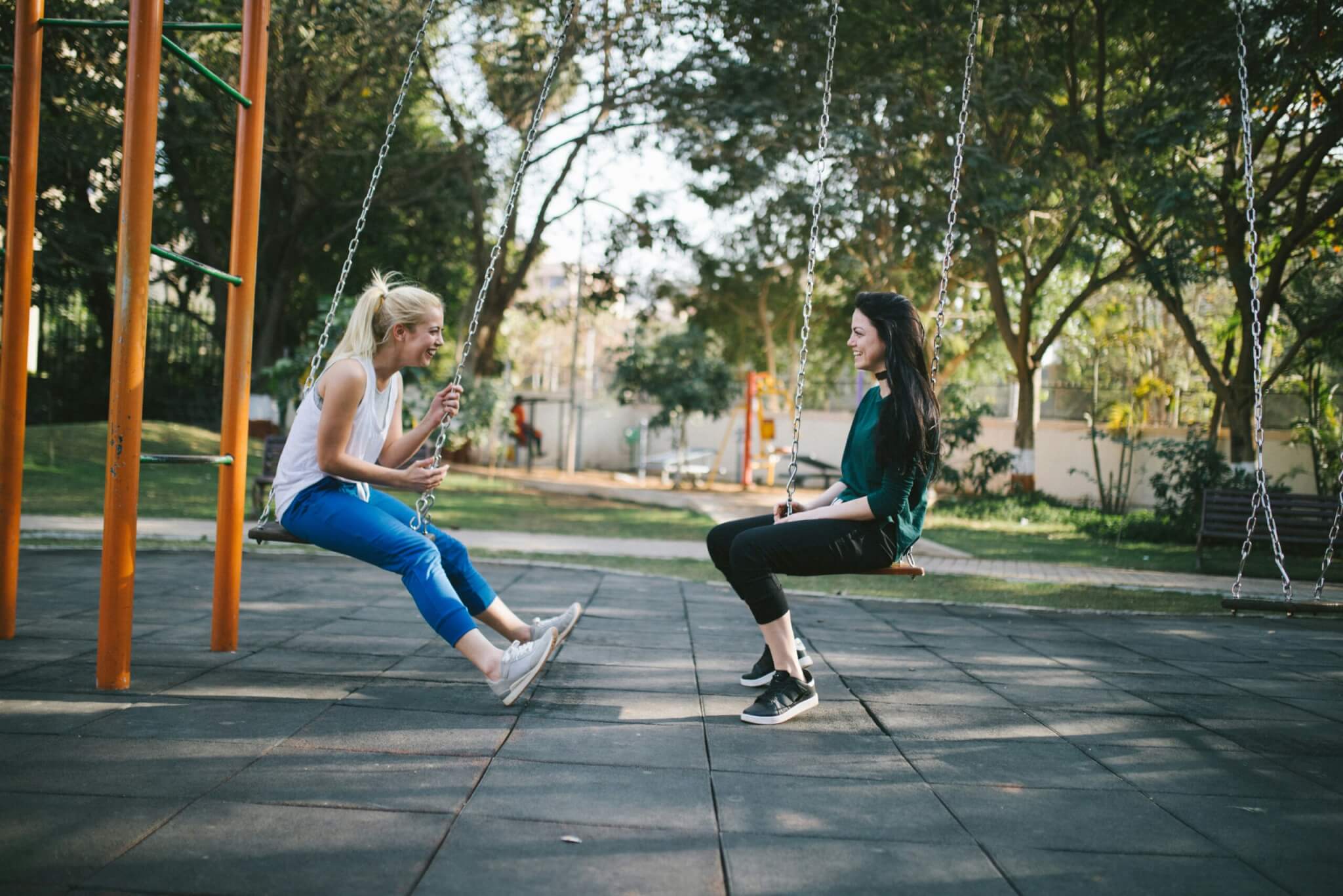 two women talking