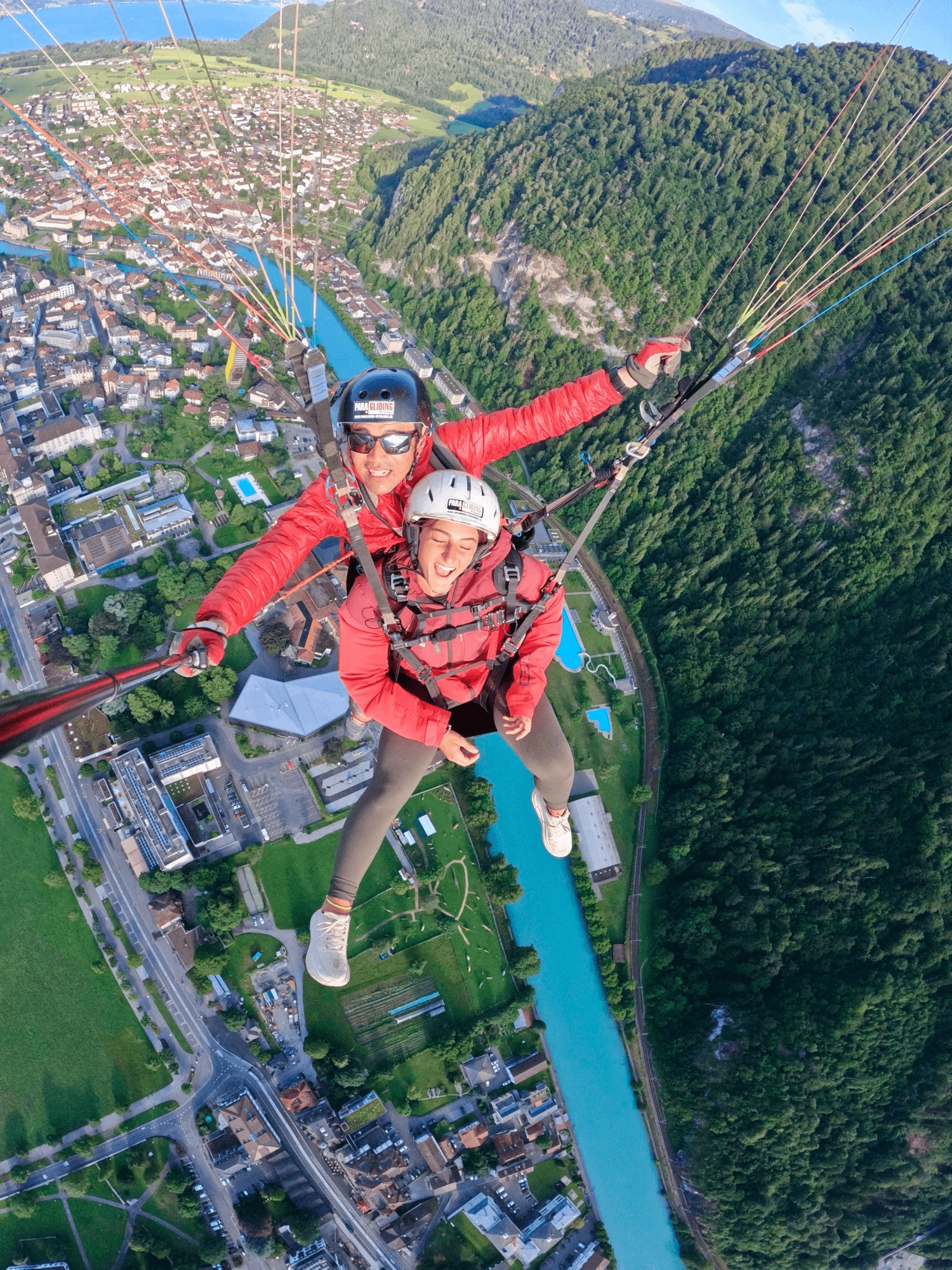 two people paragliding