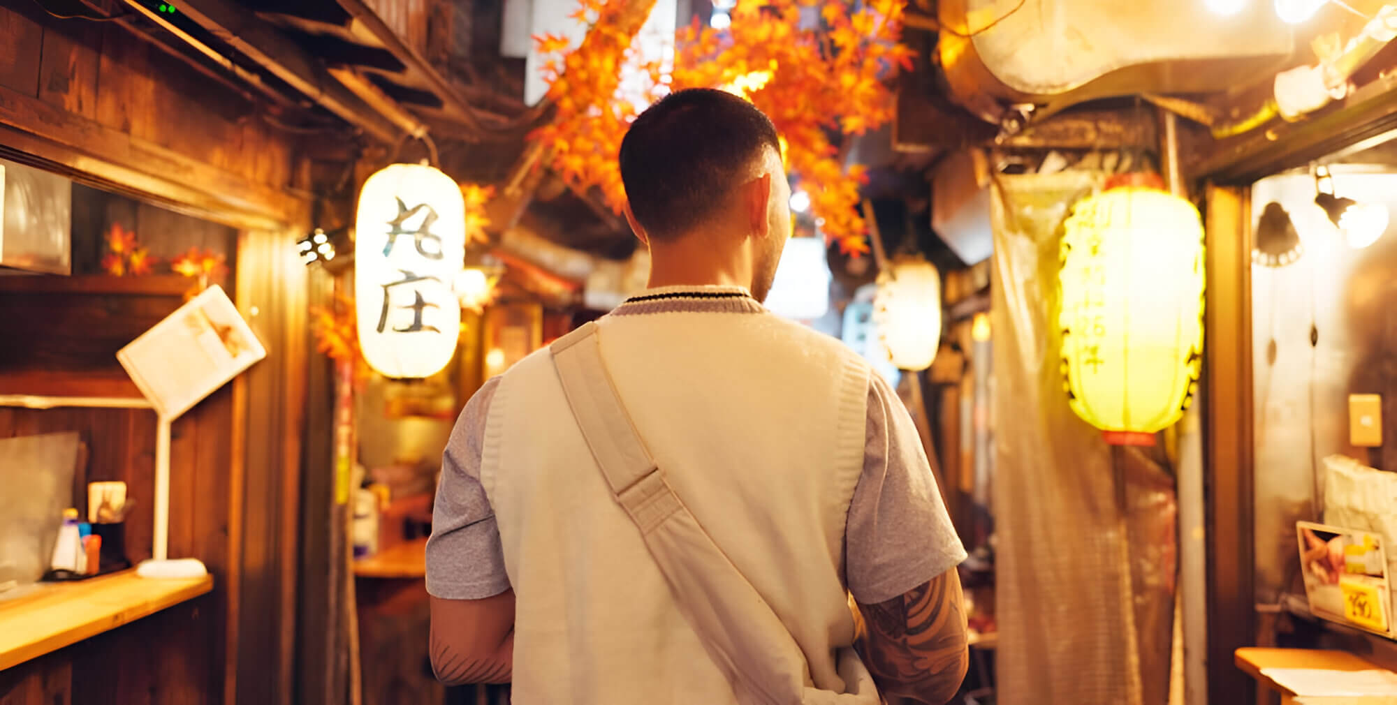 Japanese man at a restaurant 