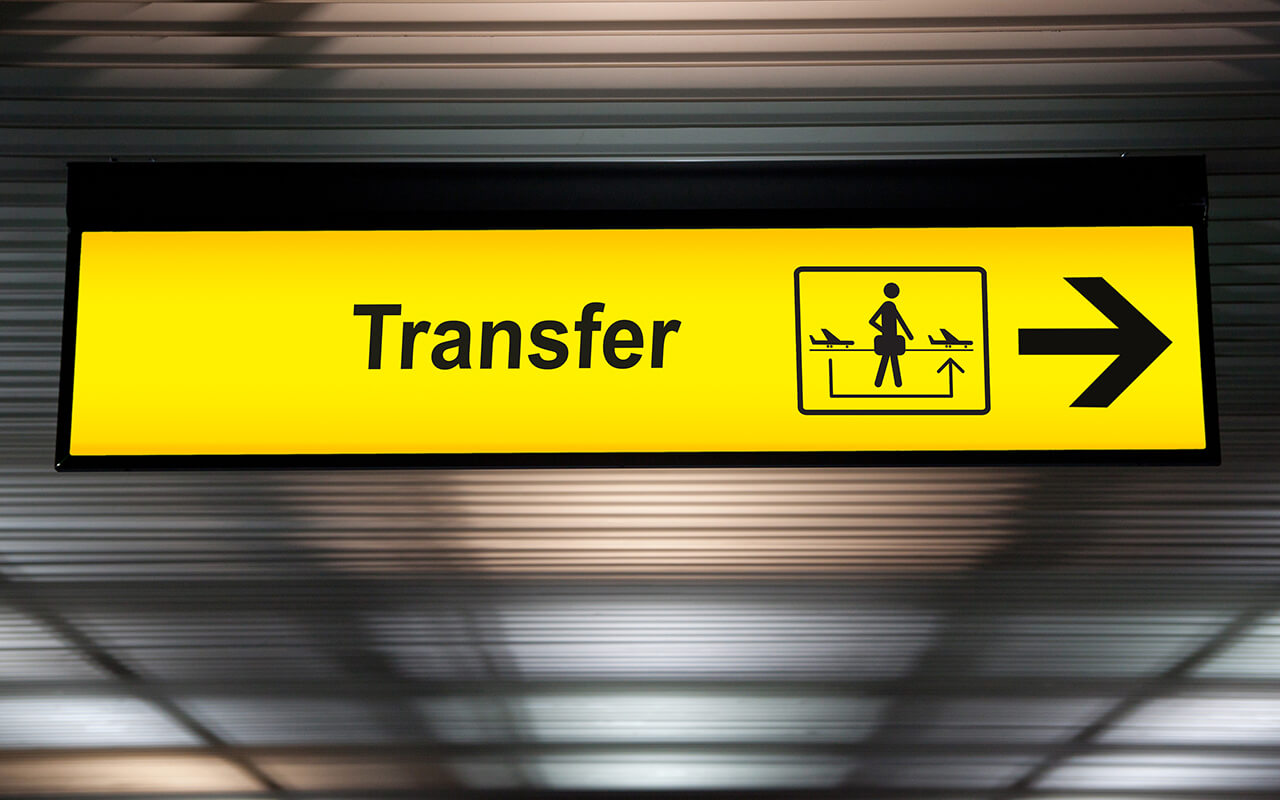 Airport transfers sign