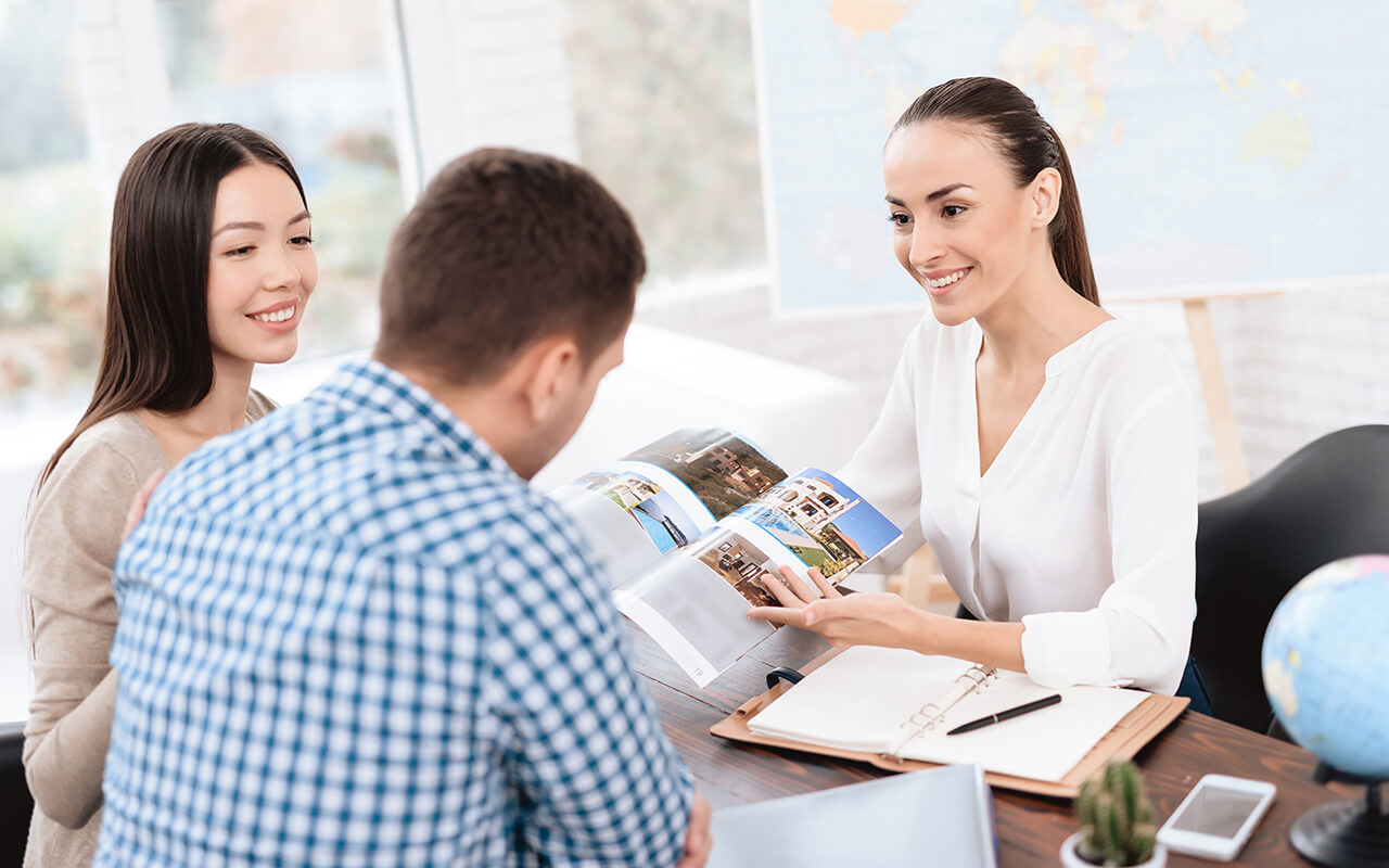 Clients at a travel agency