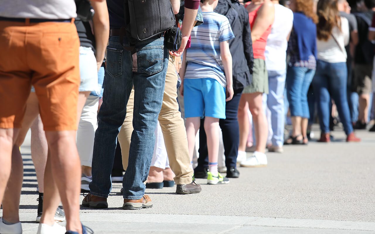 People standing in a queue 