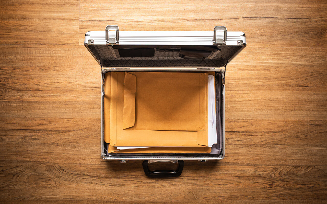Documents in a suitcase
