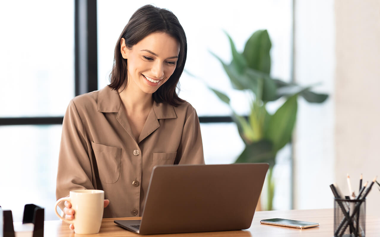 Woman looking at a laptop