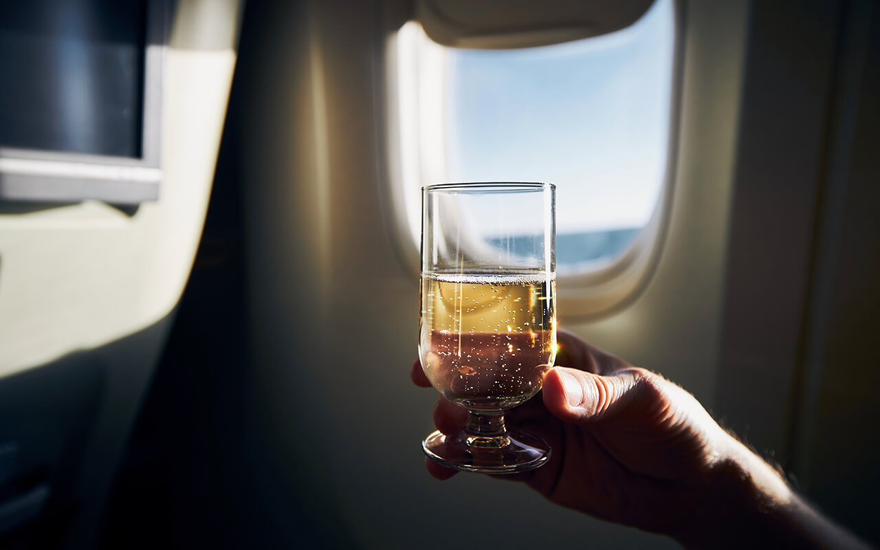 Alcoholic drink on an airplane