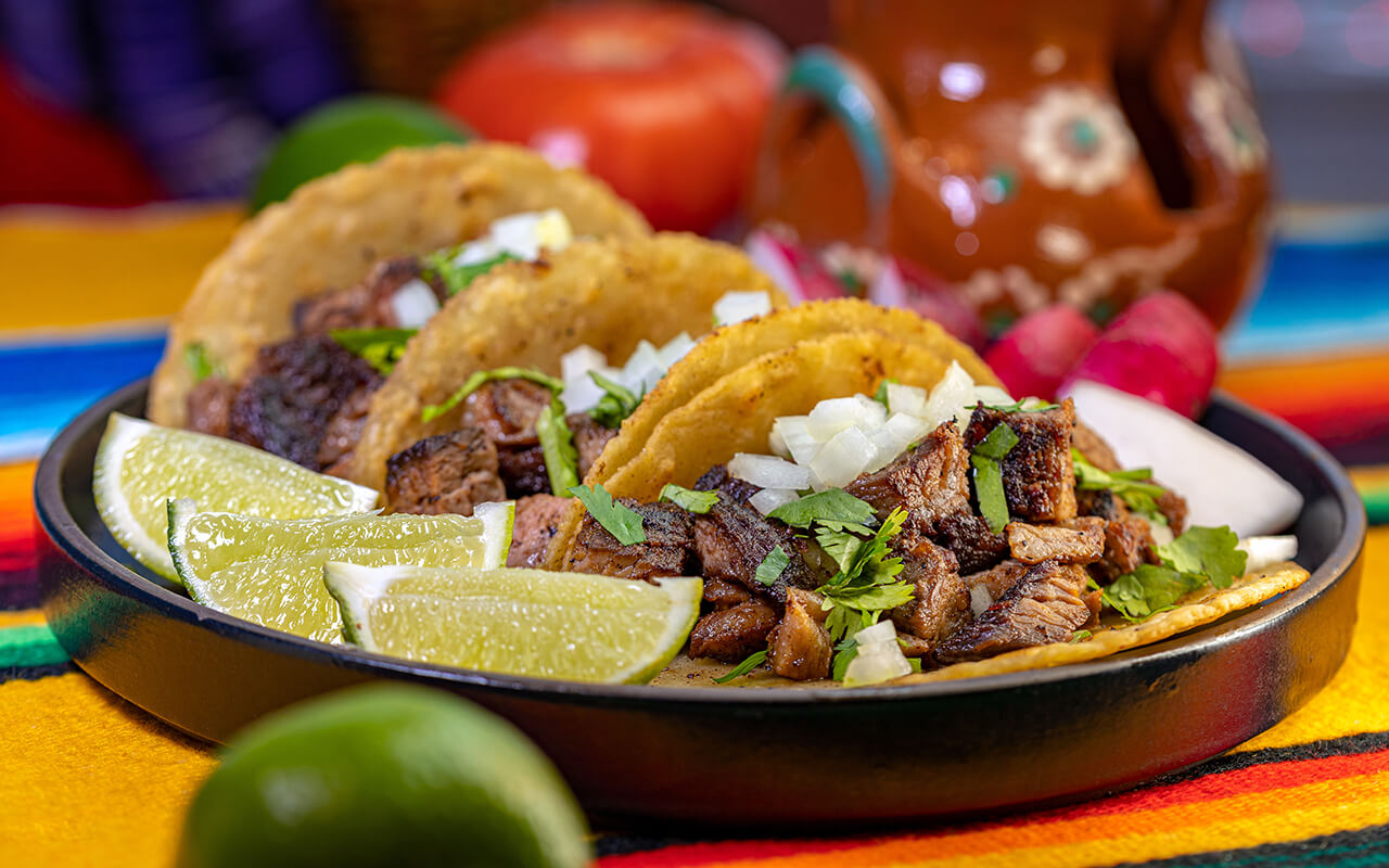 Tacos with beef and onions