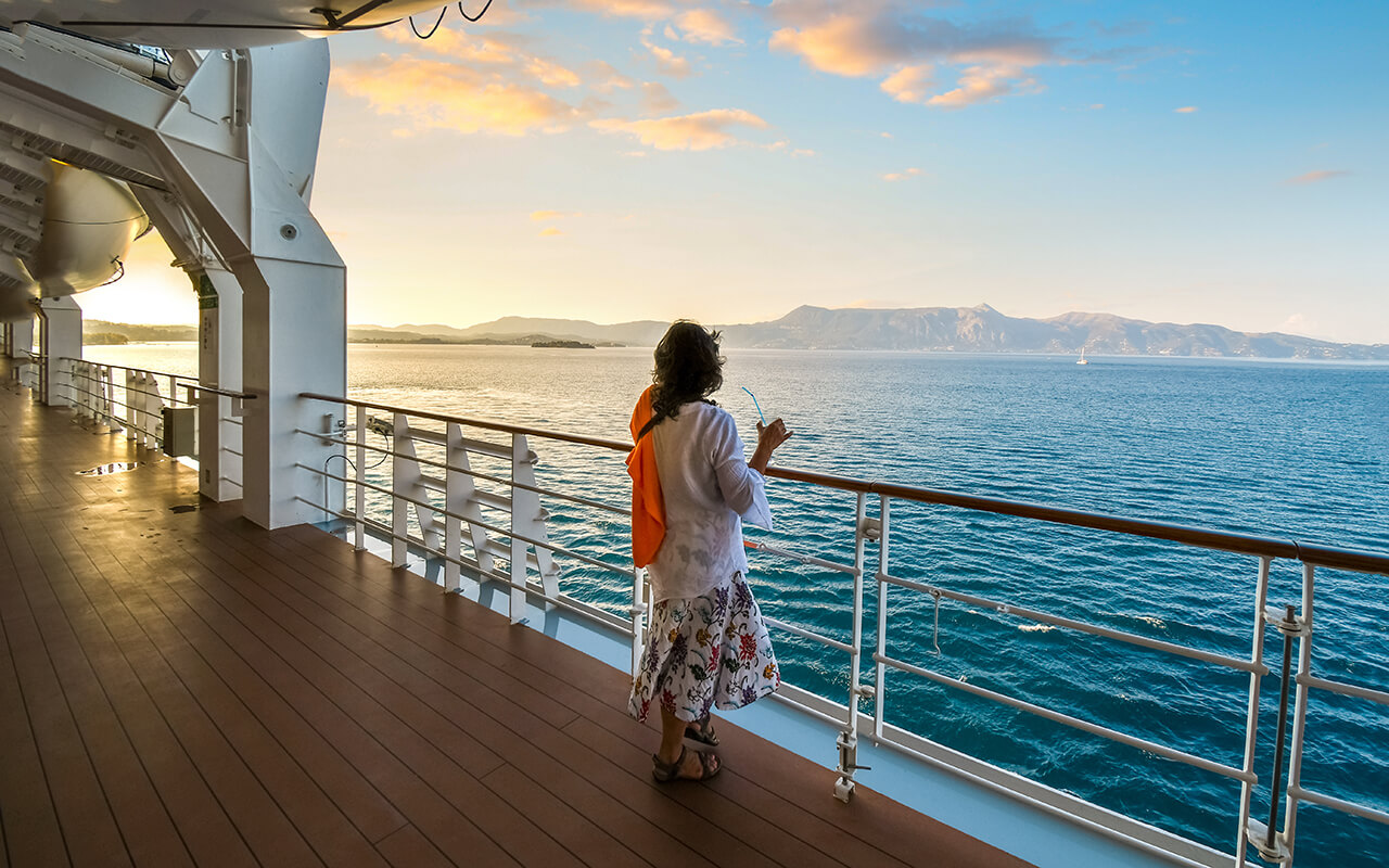 Woman on a cruise ship