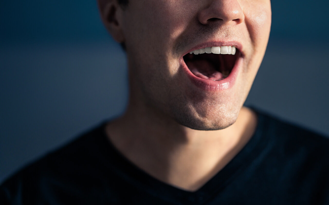Man speaking loudly