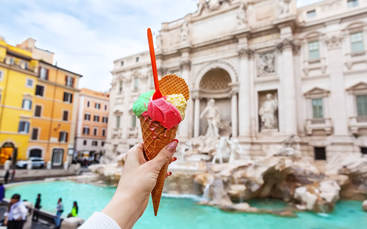 Cone of gelato in Italy 